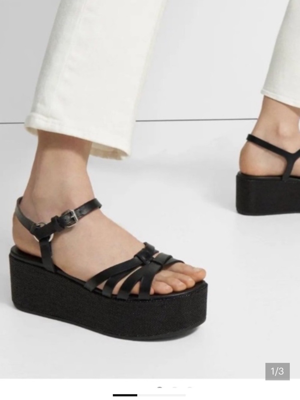 THEORY Black Cross Platform
Leather 100% Sandals size US9
EU 40 no box
